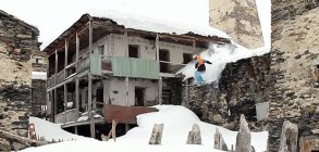 Iva Tsiklauri rides the towers of Ushguli Village 