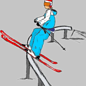 Skier on the rail