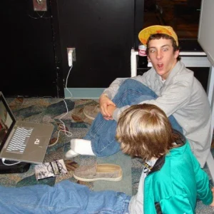 Me and Cal watching Snowy Delight