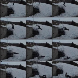 Urban fall sequence (snowboarder)