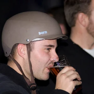 HE NEEDS A HELMET TO DRINK