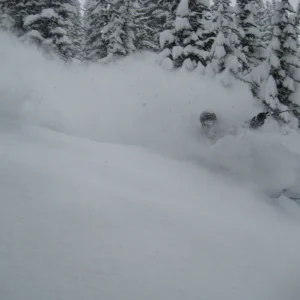 Skiing the pow