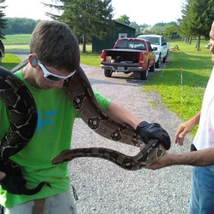 Me and an 8 foot 50 pound python and my NS shirt