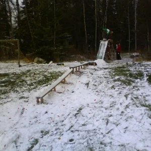 Rail we set up with natural snow fall