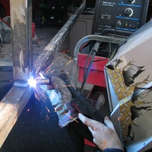 Mig welding up a rail at home