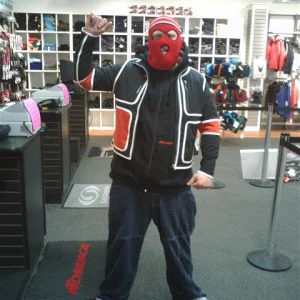 Fat guy in a little coat