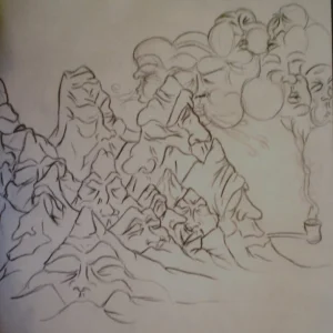 Mountains, clouds and faces