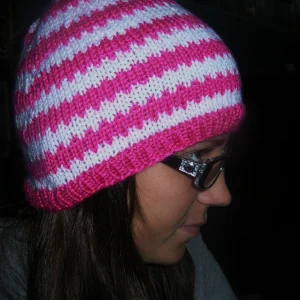 Pink and white hat!
