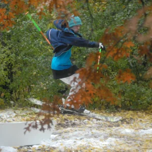 Fall skiing in Blake;s yard