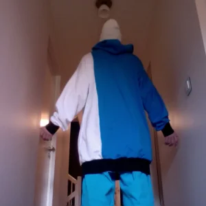 White - Blue Hoodie - back