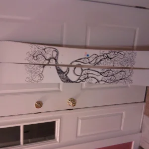 Skis I made by cutting a snowboard in half