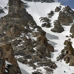 Exiting the Spire Couloir