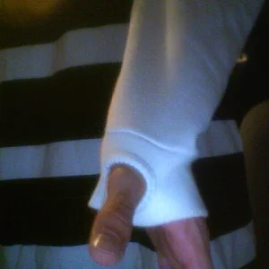 Tight built in thumb holes