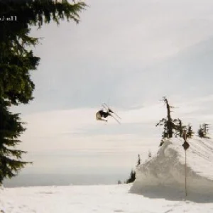 Lincoln loop during the last slopestyle comp at grouse Spring 2002