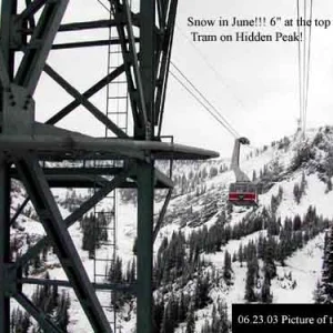Snow in June!!! 6" at the top of the Tram on Hidden Peak!