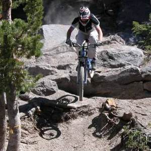 Testing out the new bike through the rocks