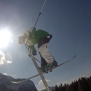 Telemark nose grabbing