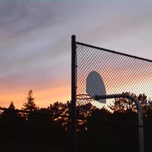 Basketball hoop and sunset