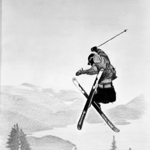 sketch of a skier hitting a jump