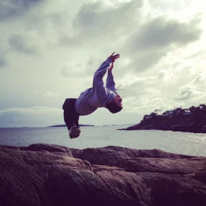 Backflip off some rocks