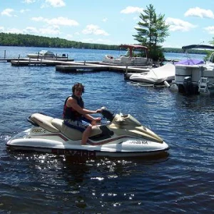 on the jet ski