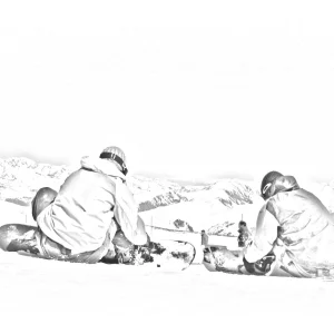 First lifts, Les Deux Alpes, France - sketch effect