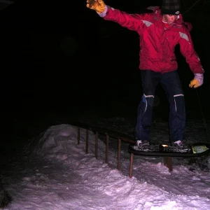 Night Shot of Foust on Rail