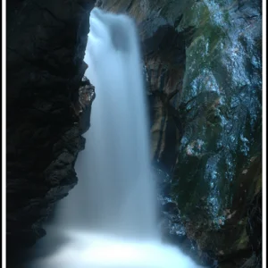 Waterfall Inside of the Historic Stone Church
