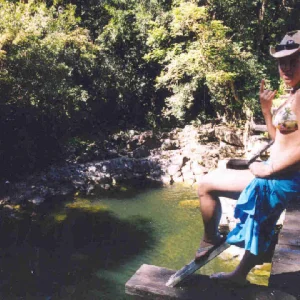 30 foot bridge drop...just some practice for skiing!