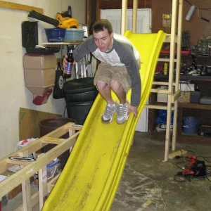 Sliding the inrun with brew in hand