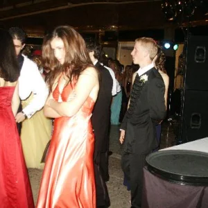 that's me and my hungairan tux; oh, and hilary in her orange dress and stripper shoes