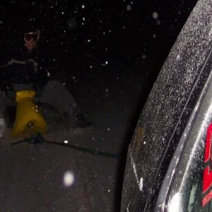 Brett chillin during a snowstorm