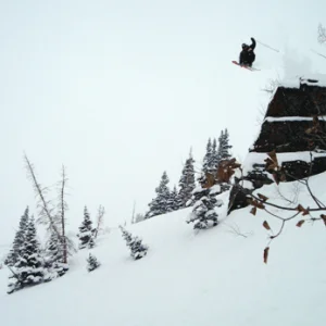 cliff, storm skiing at alta