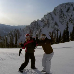 me and sarah, day #1 of Fernie Freeski '06 comp, 6:30am atop Whitepass