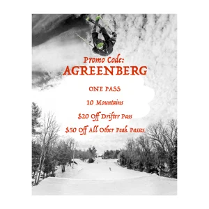 Promo Code For All Peak Passes! Use Code: AGREENBERG
