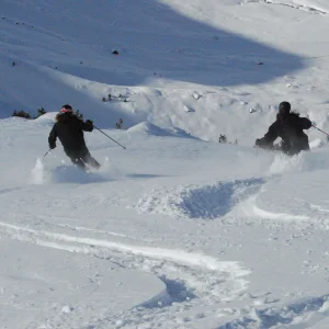 Friends on a powder day 