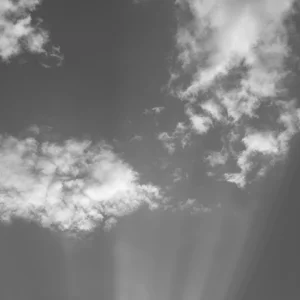 Black and white sky over mountains