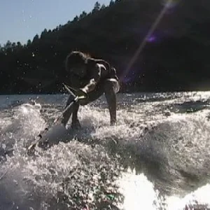 Surfing behind boat