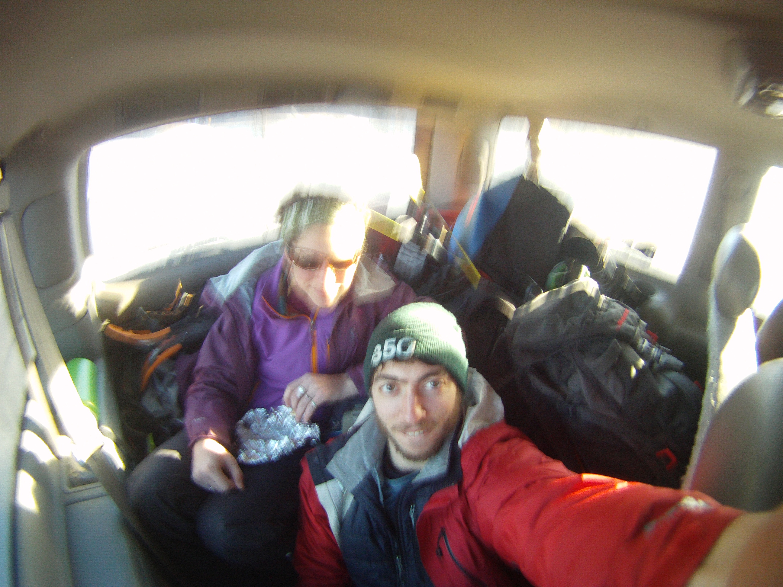 1 van, 7 shredders, 7 packs, 14 skis, 14 boots.