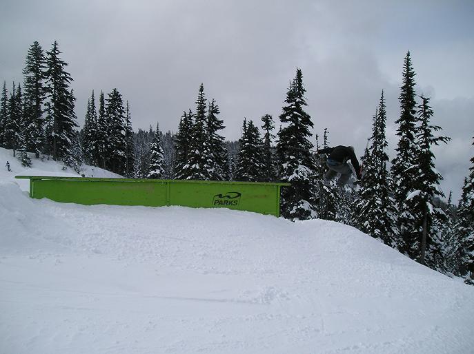 270 off a one of the rail in the lower park on Whistler