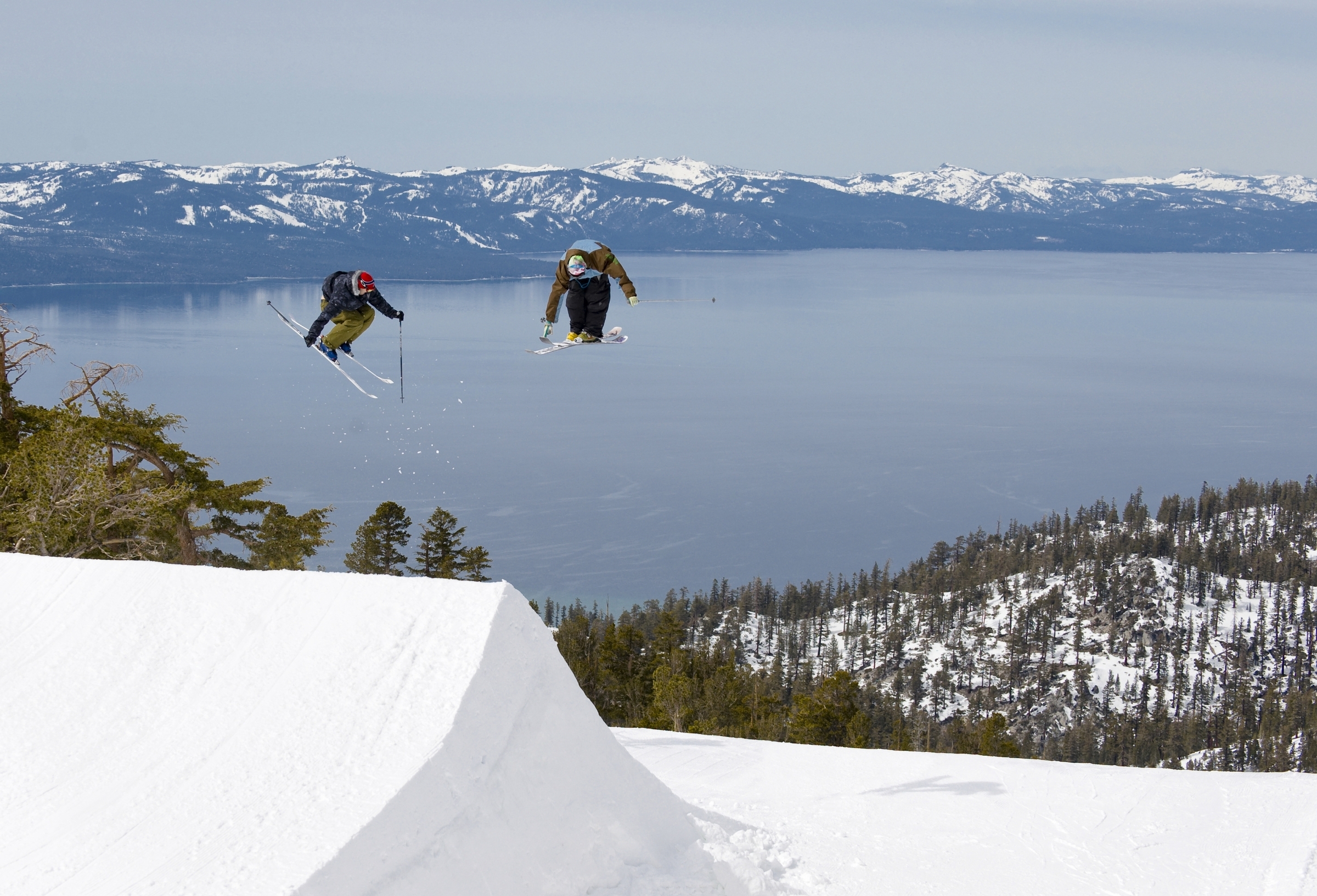 3 nose grab with lake tahoe in the back