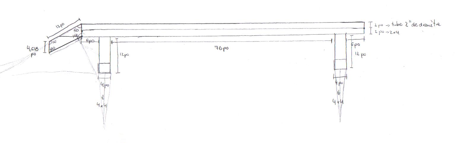 8' backyard rail, 1st step, the plan