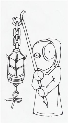 a guy holding a lanturn