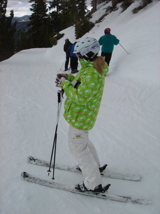 About to drop into a powder stash