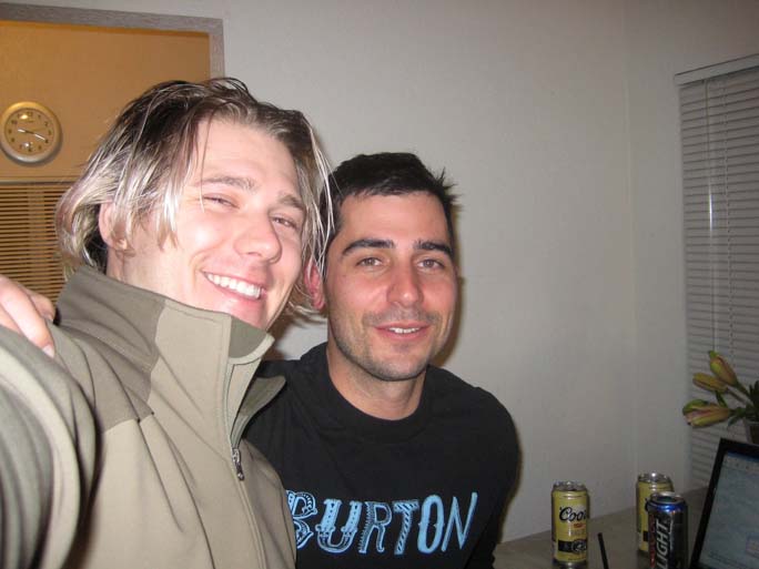 Adam and I after a long night of catching up