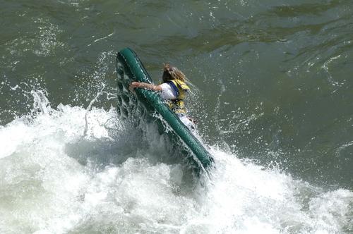 Air mattress rafting