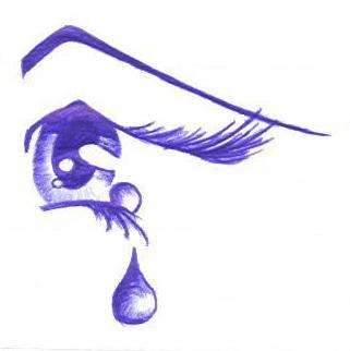 An eye in tear. Made in ballpoint pen