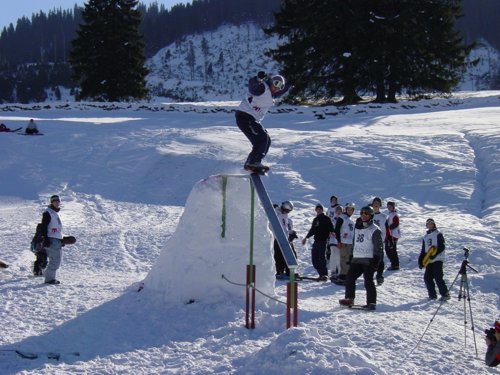 another crazy snowskate rail