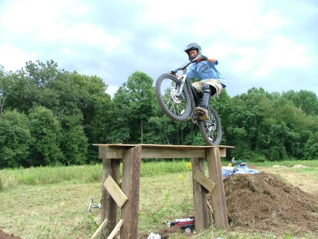 Ant hiting up the table at our dirt jump park.