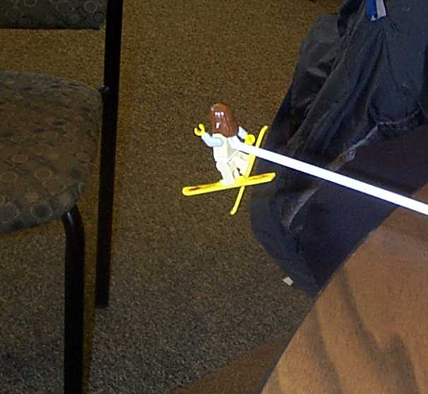 Are Lego ski Dude doing a Tail grab off the table drop